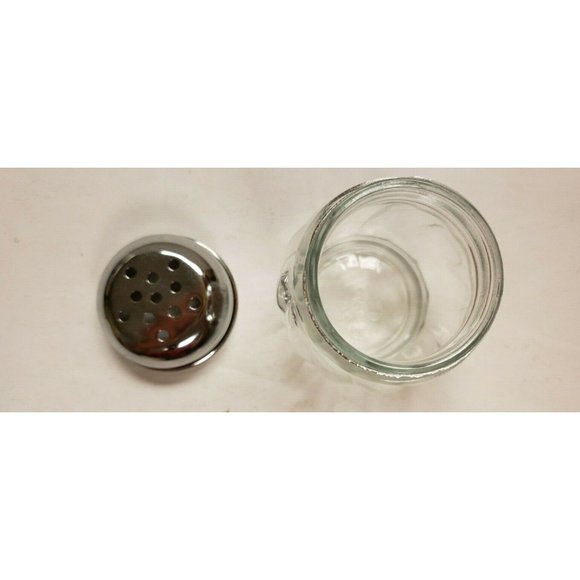 Parmesan Cheese/ Hot pepper shaker, Glass with Metal lid Made in Taiwan byTraex - Picture 4 of 4